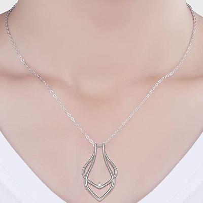 Женское ожерелье с подвеской в ​​виде держателя кольца, регулируемая длина, ожерелье хранитель кольца, ожерелье для жены, подруги, подарок на день рождения
