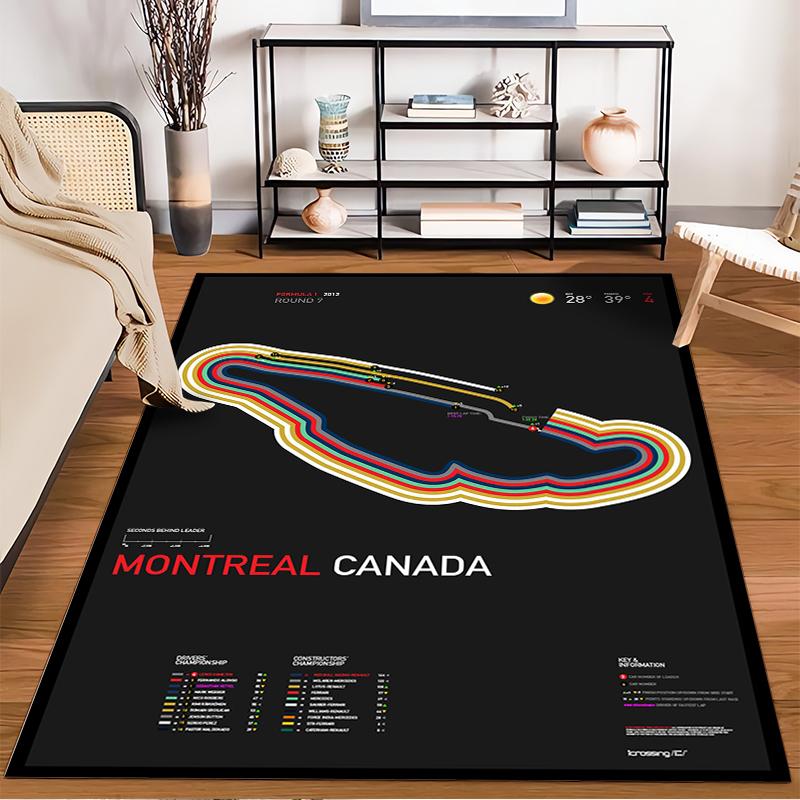 Formula 1 Montreal Circuit Graphic Rug Non-slip rug suitable for living room and bedroom sofas.