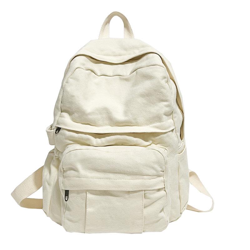 Solid Color Retro Backpack - Large Capacity, Casual Mori Girl Style for College Students and Fashionable Women