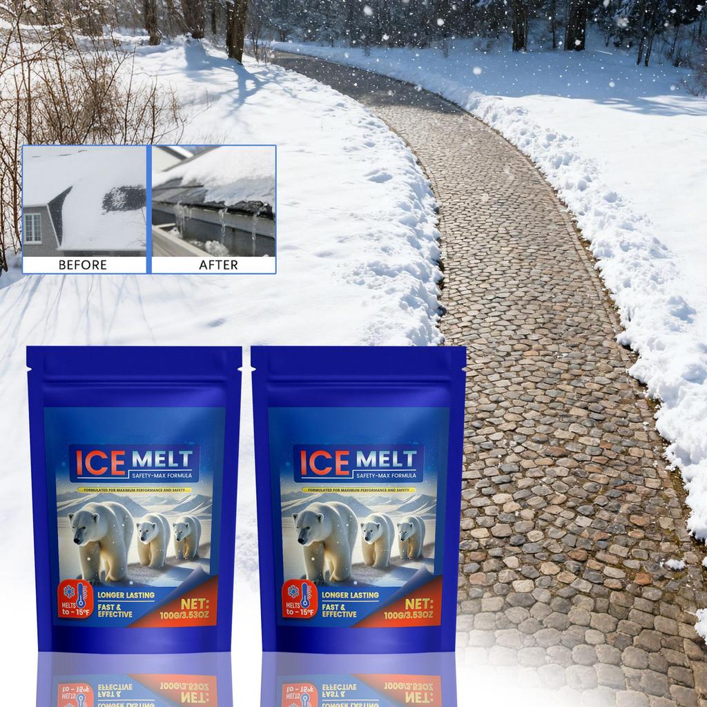 Pet Safe Ice Melting Agent Suitable For Concrete Ice Melting Snow Melting Is Effective Below -15 Degrees For Snow Removal And Icing Carrying Bag,100g