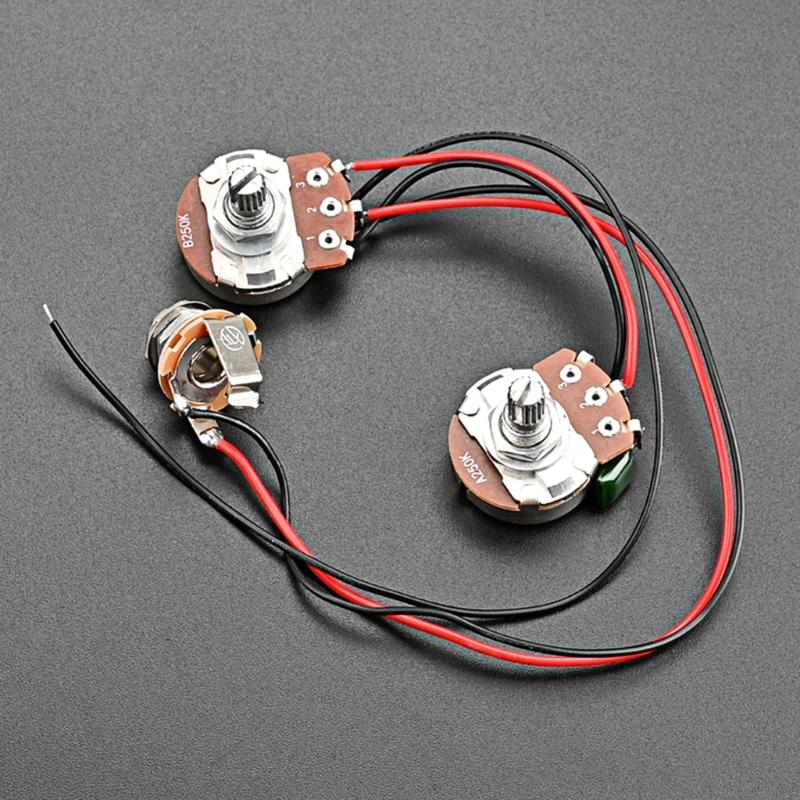 250K 1V1T Jack Комплект wiring harness для бас-гитары Предварительно собранный набор Wiring harness для гитары Запчасти для бас-гитары