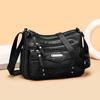 Soft Leather Women'S Bag Shoulder Bag Middle-Aged Mother Bag Pu Washed Leather Large-Capacity Messenger Bag