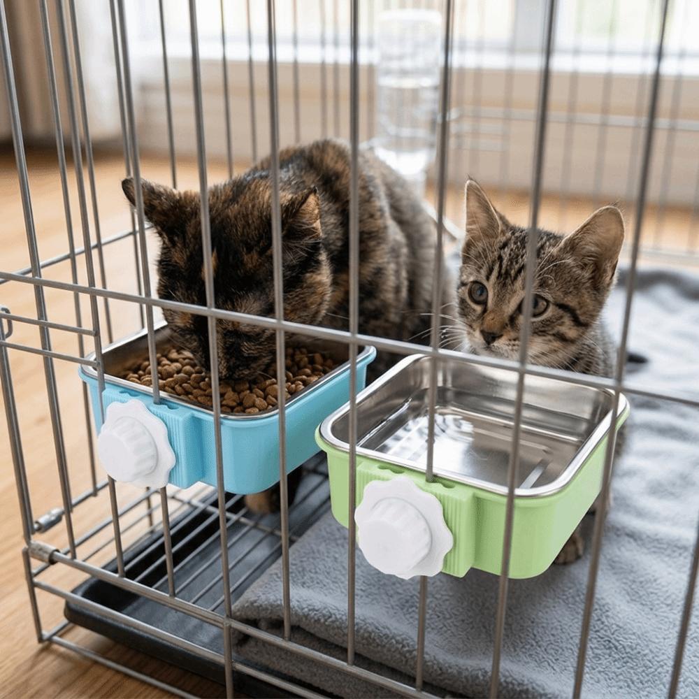 Food Grade Hanging Pet Bowl Square Shape Pet Feeding Bowl Metal Dog Bowl Dry Wet Food Serving