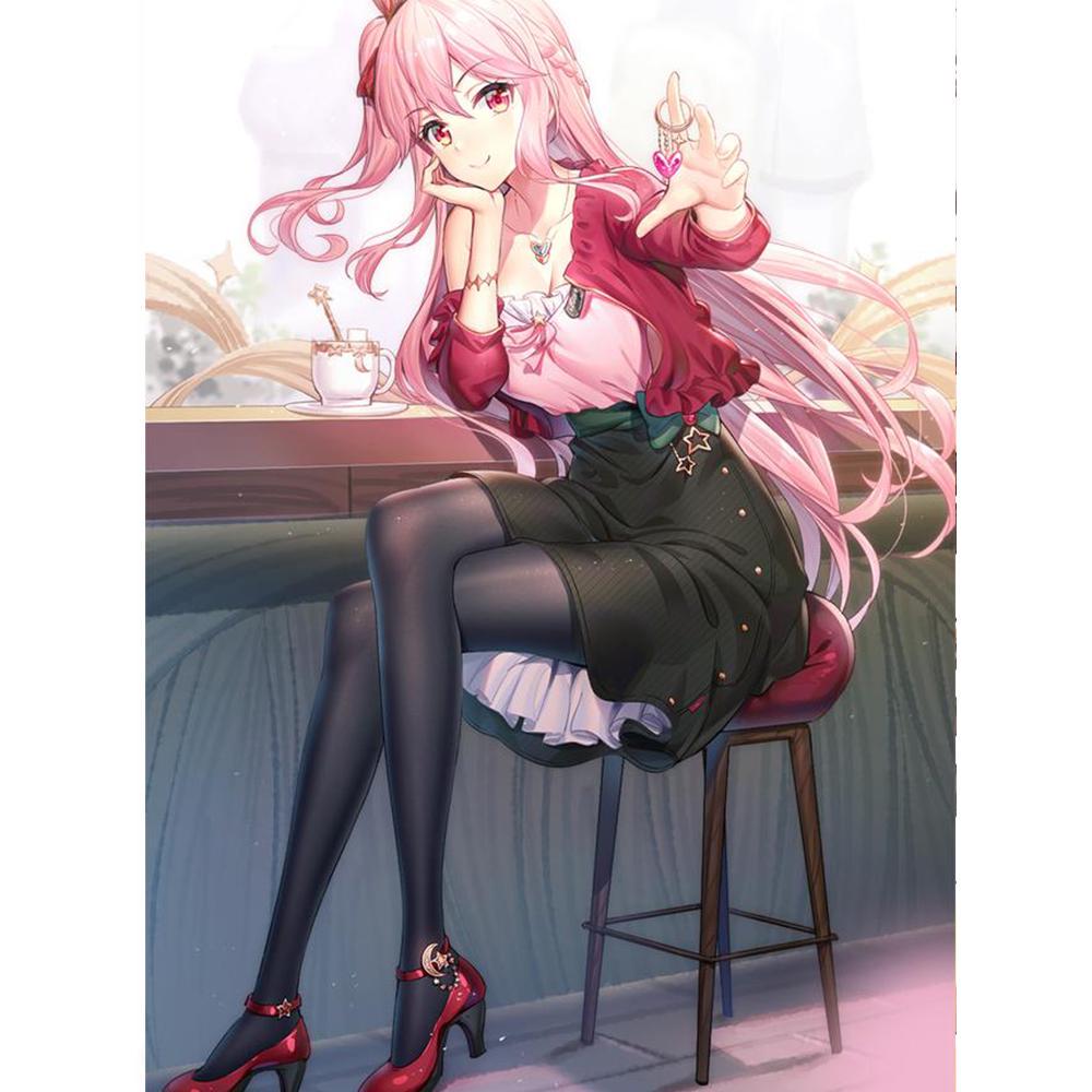 Полный круглый 5D DIY алмазная живопись аниме кошка девушка 3d узор для вышивки Фэнтези эльф принцесса вышивка крестиком мозаичная наклейка