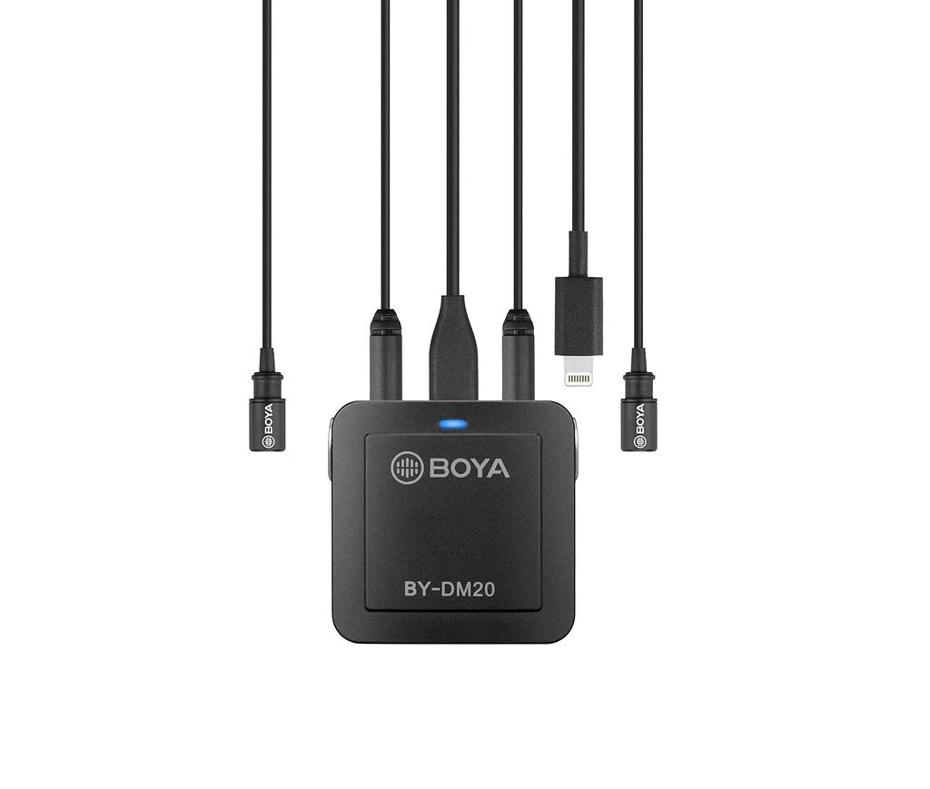 BOYA 2 Person Digital Lavalier Microphone with Output Cable for Computer Black BY-DM20 Lightning/USB-C/USB iPhone/iPad/Smartphone/Tablet/Mac/PC