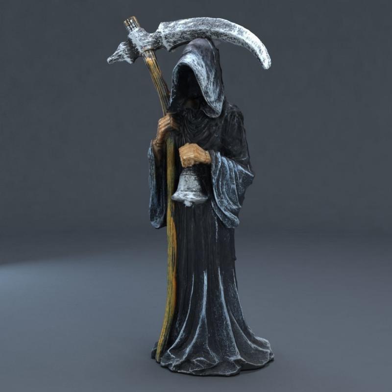 Resin Halloween Holy Death Statue Standing Religious Decorative Figurine Grim Reaper Holding Scythe Statue Altar Halloween Decor