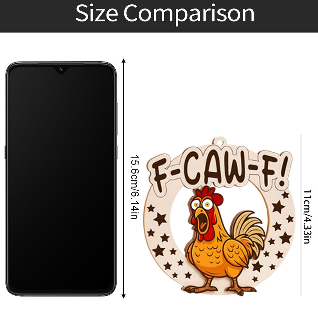 Funny F-Caw-F Chicken Christmas Ornament, Wooden Fcawf Chicken Ornament, Unique Gift For Chicken Lovers, Adults, Women, Christmas Chicken Decoration