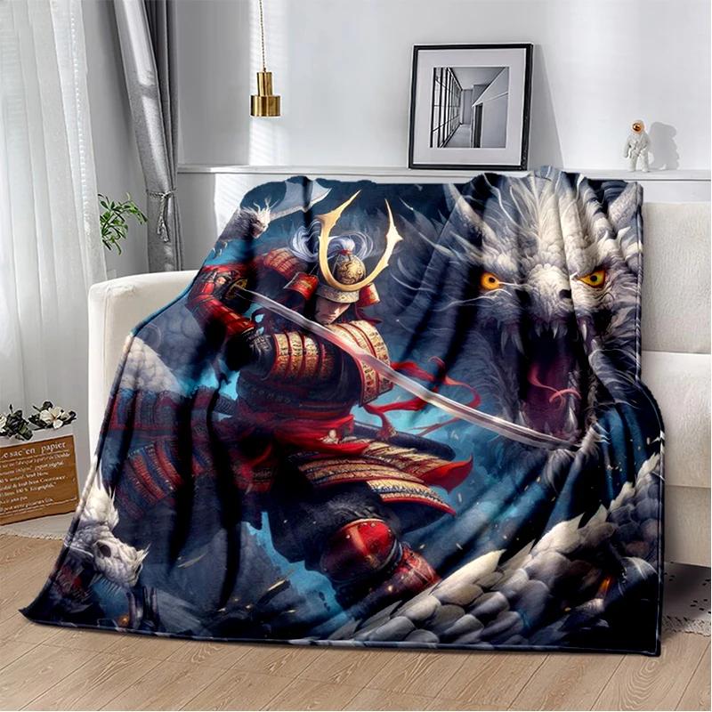 3D Japanese Samurai Bushido Katana Cartoon Game Blanket,Soft Throw Blanket for Home Bedroom Bed Sofa Travel Picnic Cover Kids