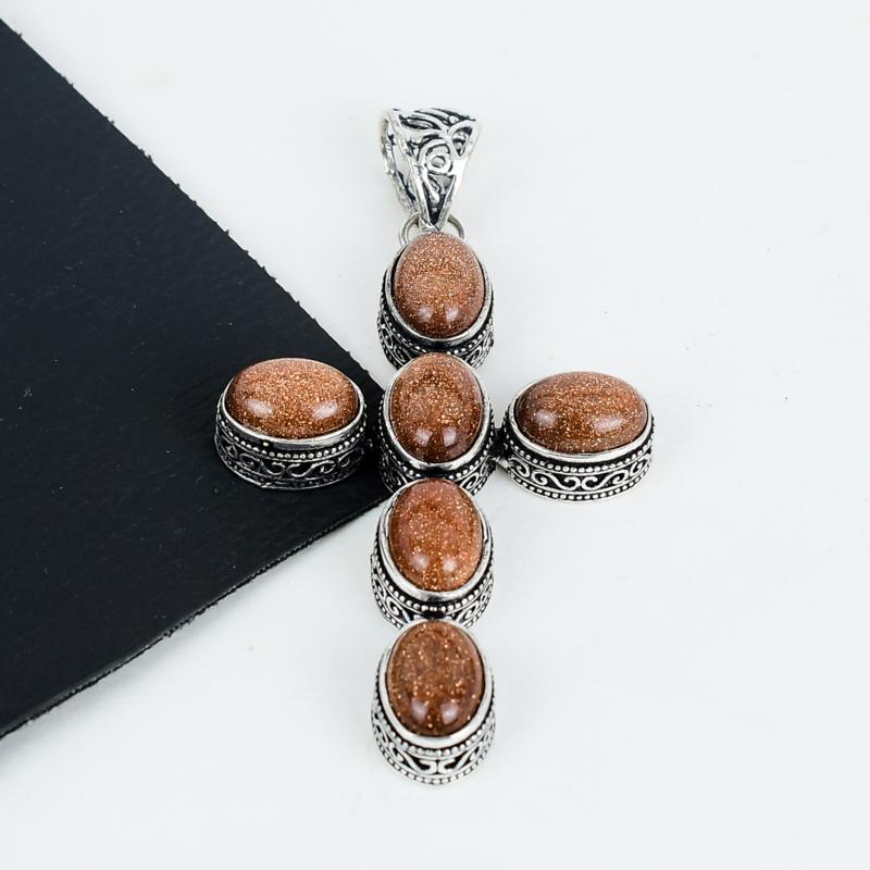 Подвеска из натурального красного солнечного камня, серебро 925 пробы - Дизайн ручной работы в виде креста, украшение для повседневной носки, уникальный кулон с красным солнечным камнем в подарок