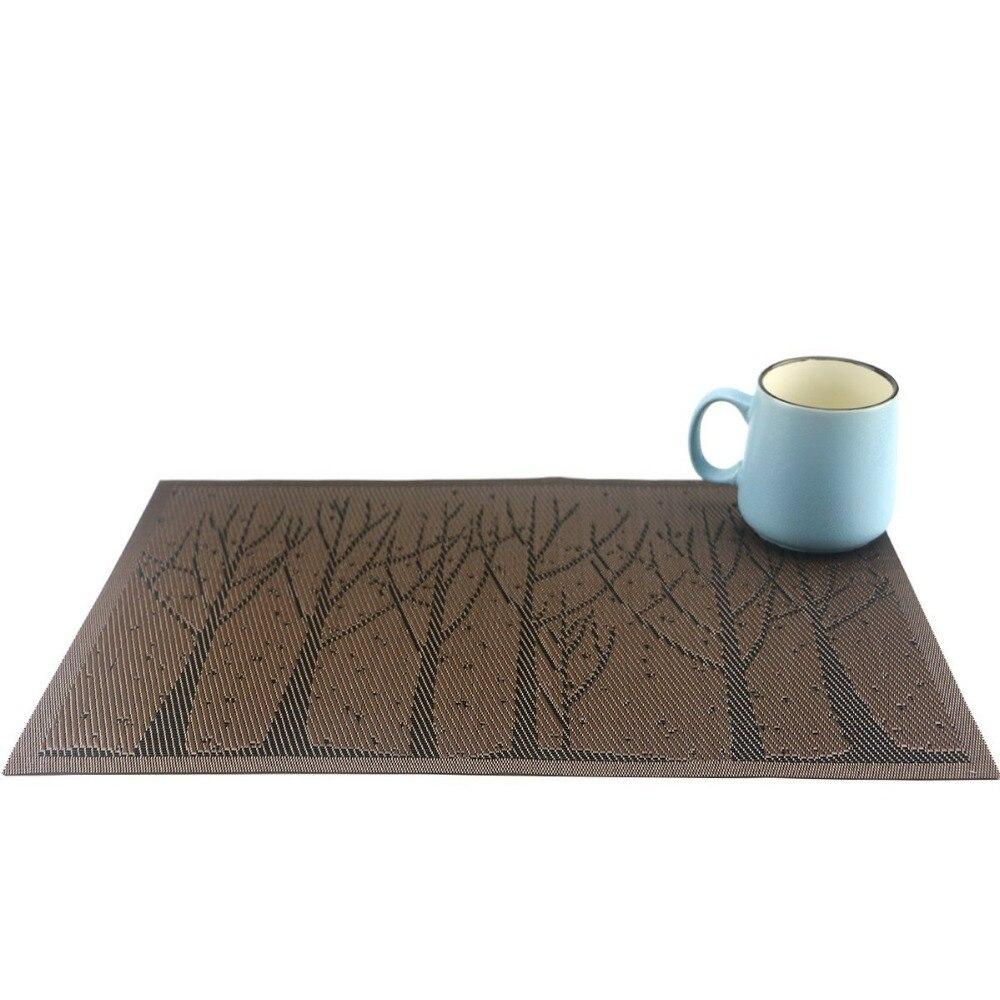 Washable Woven Placemats Tree Theme Non-slip Table Mats For Kitchen Dining Set of 6 Blue Tree/coffee Tree/silver Tree