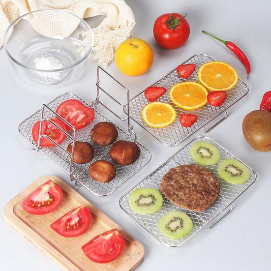 Универсальная стойка для фритюрницы, нержавеющая, пригодная для мытья в посудомоечной машине, штабелируемая трехслойная стойка для фритюрницы, стойка для дегидратора из нержавеющей стали