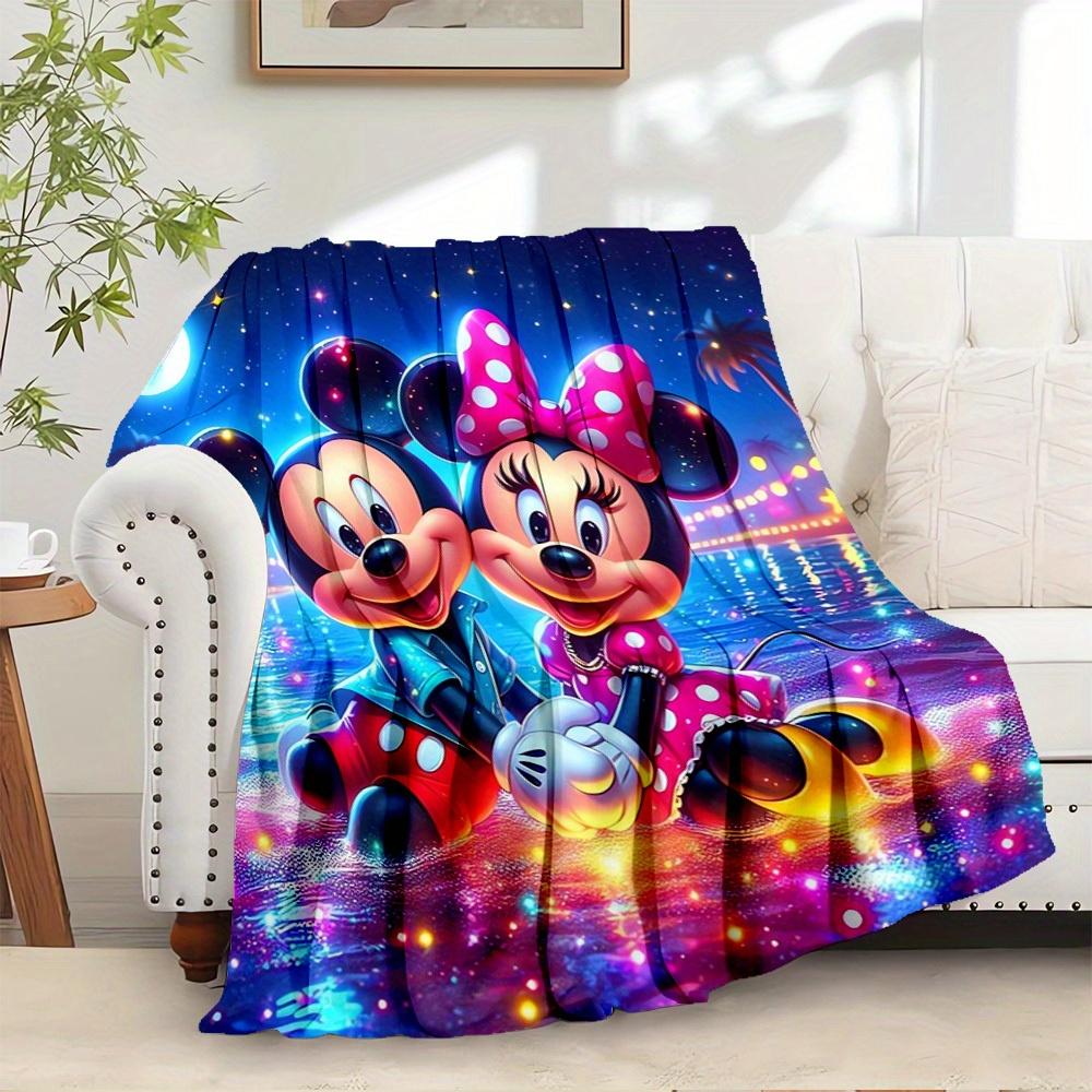 1pc Flannel Minnie Mouse and Mickey Mouse Bedding Throw Blanket Sofa Cover Gift Home Decor - Perfect for Sofa, Bed or Any Furniture -