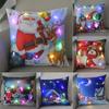 Christmas Decoration Indoor 18x18 Inch Glow Christmas Pillowcase with Light Cartoon Santa Claus Snowman Pillowcase