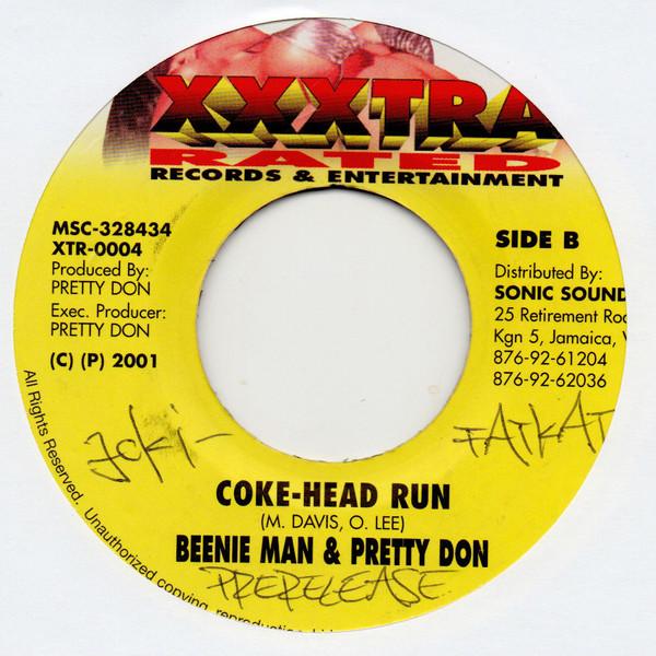 7-дюймовая пластинка BEENIE MAN & PRETTY DON - Coke-Head Run NONE Xxxtra Rated 2001 Ямайка Регги, Ска и Даб Б/у