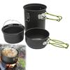 3Pcs/Set Camping Pots with Storage Bag Foldable Handles Aluminum Alloy Compact Backpacking