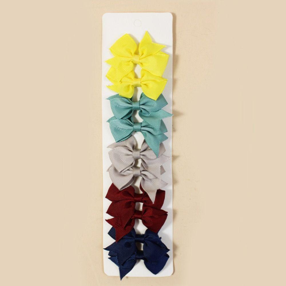 10Pcs/pack Multi-color Kids Hair Clips Solid Color Bowknot Barrettes Bow Hairpin  Hair Accessories