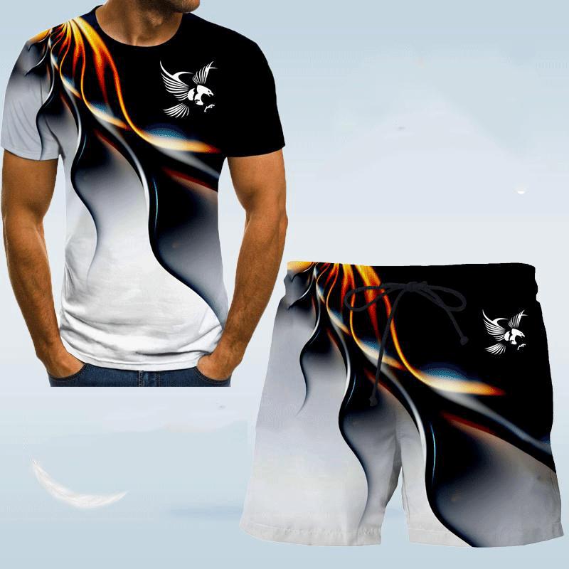 Мужская мода с принтом орла, модная 3D футболка, дизайнерский мужской костюм, рубашка, необычная мужская рубашка с коротким рукавом с принтом на Гавайском пляже