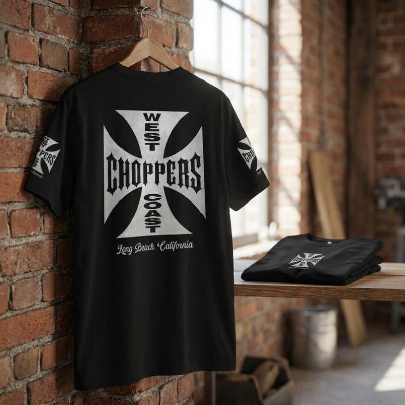 West Coast Choppers Одежда История Винтажная Графическая Футболка Байкера Хлопок Короткий Рукав Уличный Мотоцикл Праздничный Подарок Топы