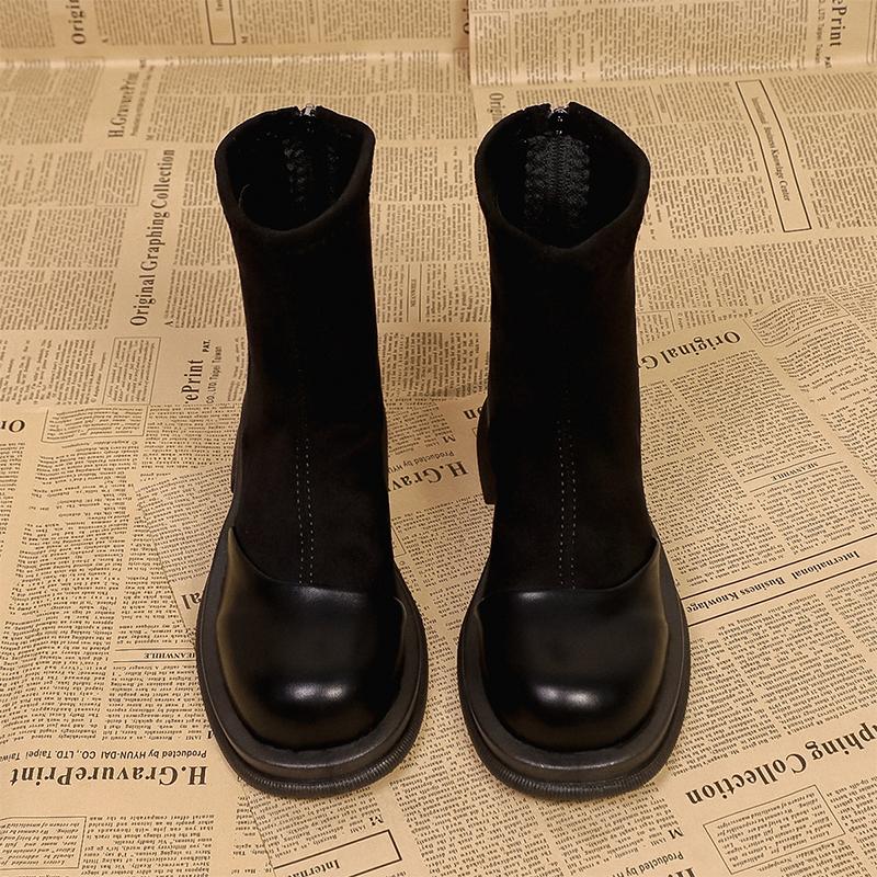 Ботильоны на каблуке для женской обуви Замшевые Модные Повседневные Платье Зимние Сапоги Дизайнерские Ретро Новые Удобные Короткие Женские Сапоги