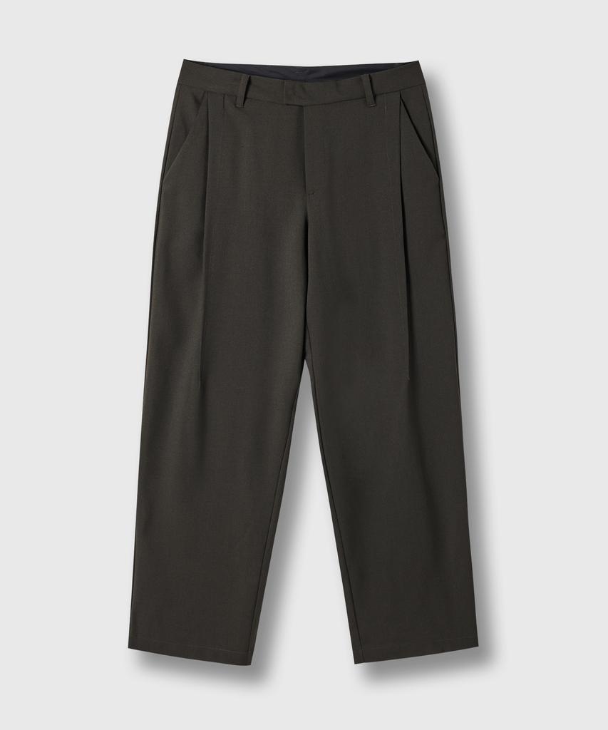 FRAGE A-Sic Pintuck Wide Straight Slacks - Dark Khaki