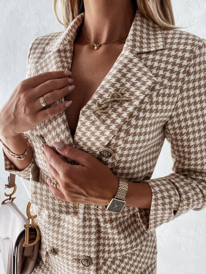 2021 Осень/Зима Красочное Платье-пальто костюмного типа с длинными рукавами и поясом