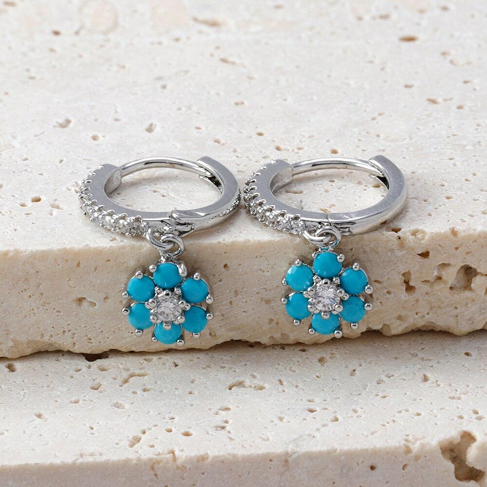 Модные серьги-капли из нержавеющей стали с цветком и цирконием для женщин, французские легкие роскошные серьги с подвеской, изысканные серьги, рождественские украшения