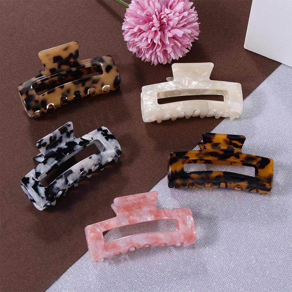 Retro Wild Leopard Women Acrylic Bath Clips Hair Claws Crab Clips Hairdress