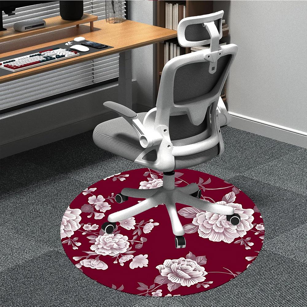 1PC Floral Pattern Chair Carpet for Office, Indoor Non-Slip Washable Carpet, Soft Comfortable Mat For Office Room yy250930151