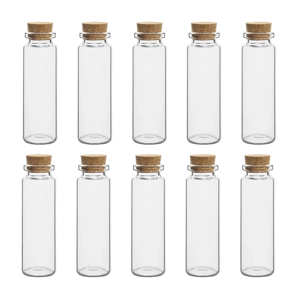10Pcs Mini Clear Glass Bottles with Cork Stopper Wishing Drifting Bottles Wedding Party Decor DIY Craft Glass Spice Jars Vials