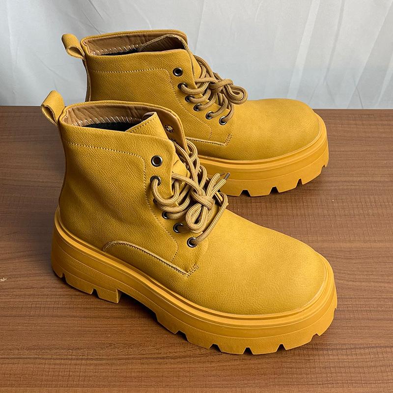 Мужская мода в английском стиле, панк-рок, ботинки на платформе на шнуровке, оригинальные кожаные туфли, ковбойские ботильоны, красивые мотоциклетные боты