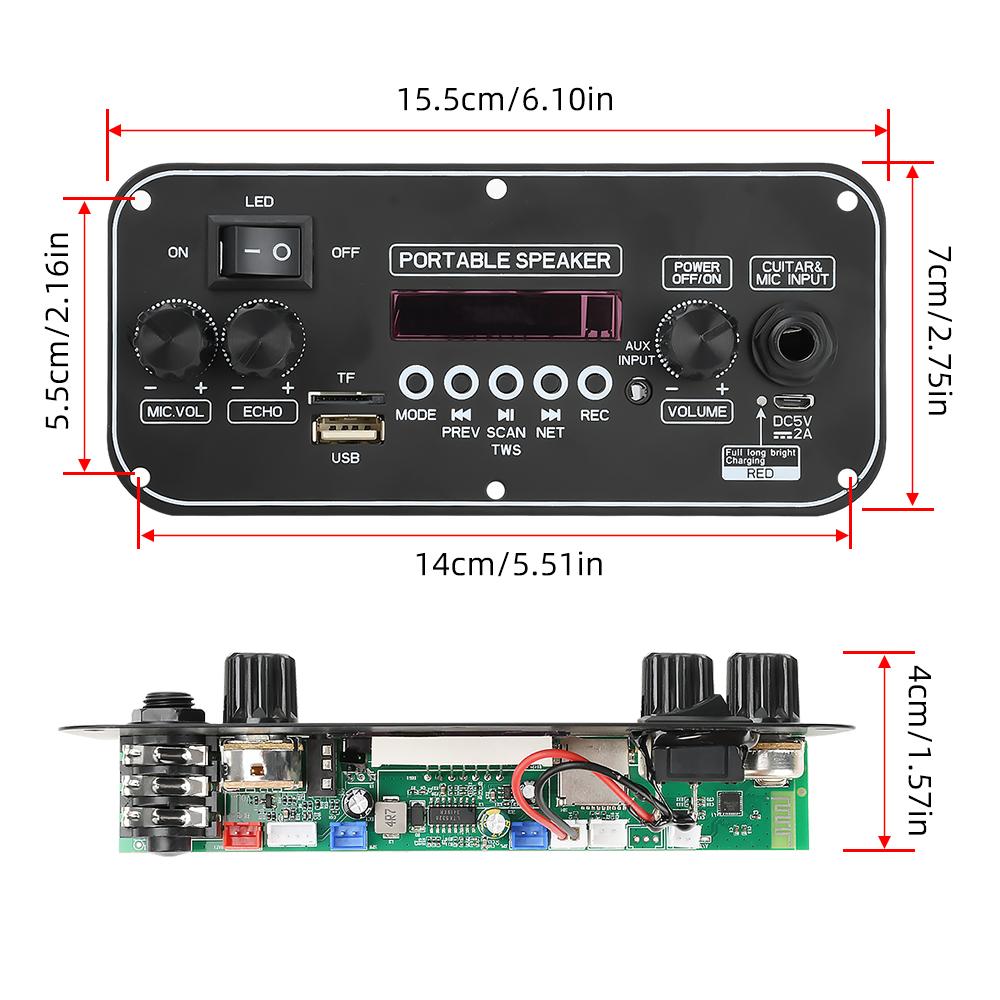Плата декодирования MP3 BT DC 3,7-5 В 2 * 10 Вт с усилителем мощности MP3 / WMA / WAV / FLAC / APE с функцией микрофона D152BT