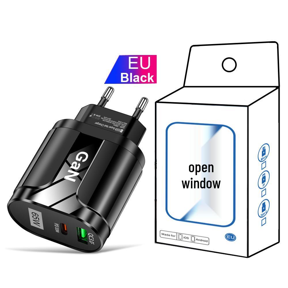 GaN-зарядное устройство PD33W: Быстрая зарядка QC3.0 9В/12В, спецификация EU/AU/UK, USB Direct Charge
