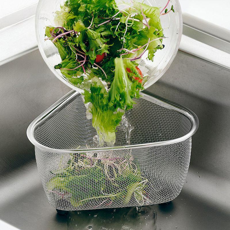 Reborn. J Right on the sink corner triangle basket L / stainless steel food waste bin strainer drain net