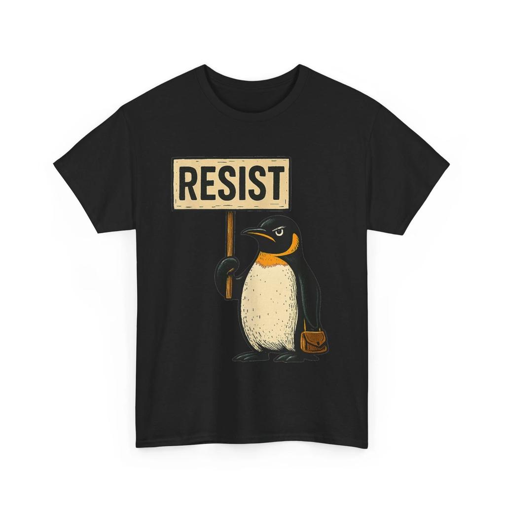 Resist Penguin T-shirt, Penguin Against Tariffs Women Men Funny Shirt