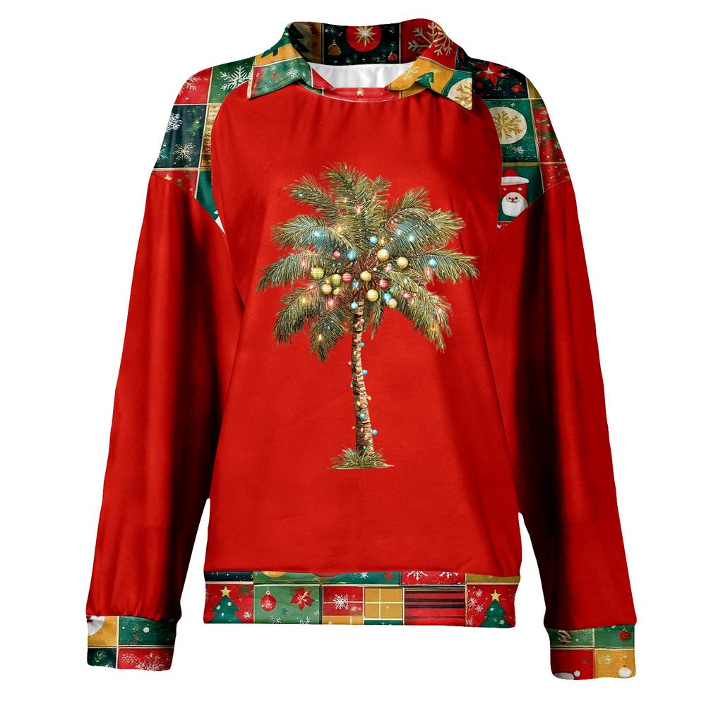 Women's Fashion Christmas Printed Long-Sleeve Pullover Top