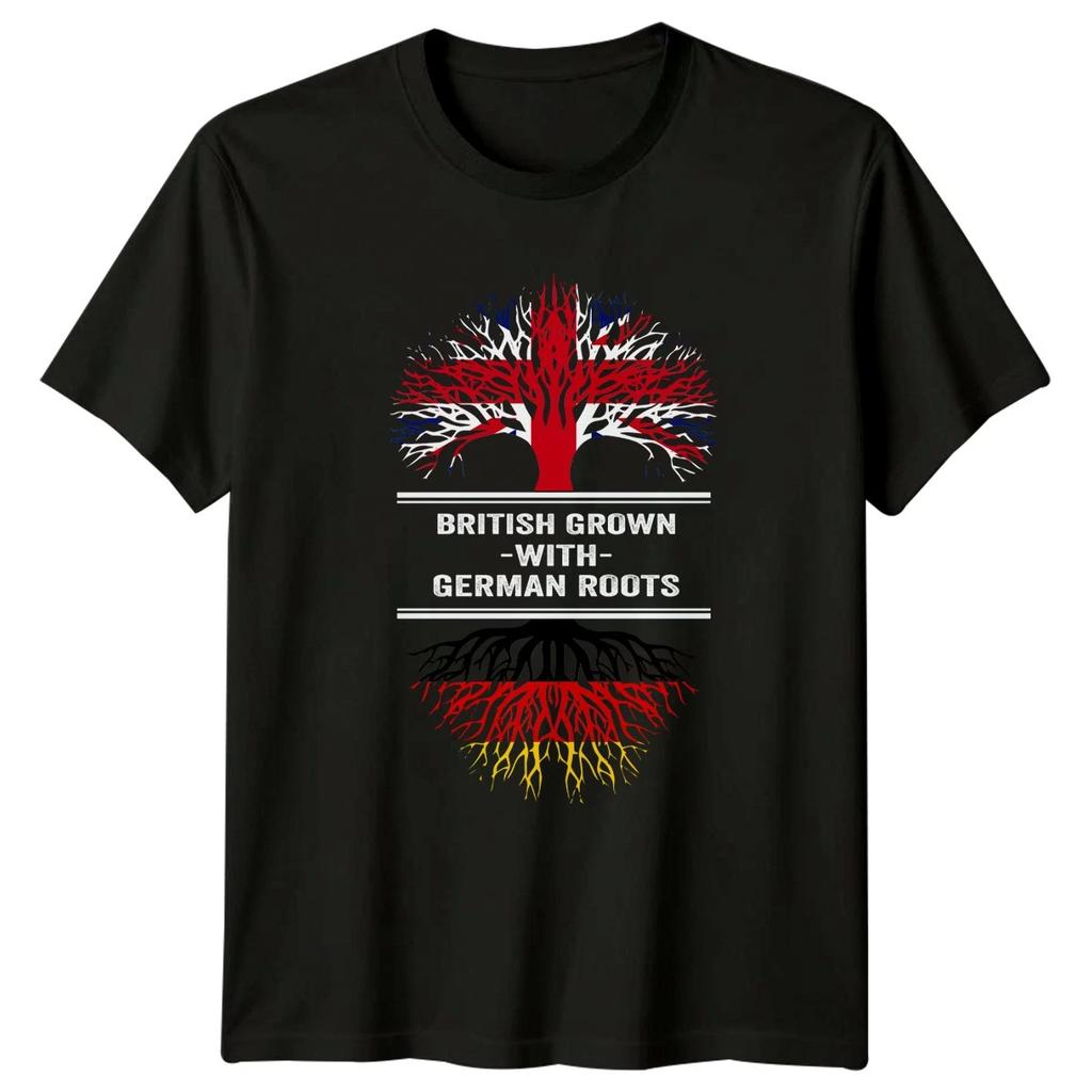 British Grown With German Roots T-Shirt Dual Nationality Heritage Birthday Gift