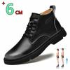 Spring/Winter Cowhide Man Elevator Boots Hidden Heel Warm Heightening Shoes For Men Increase Insole 6CM Casual Lift Leather Shoe