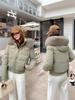 American short cotton-padded women's winter new loose large fur collar thickened warm hooded cotton-padded jacket jacket