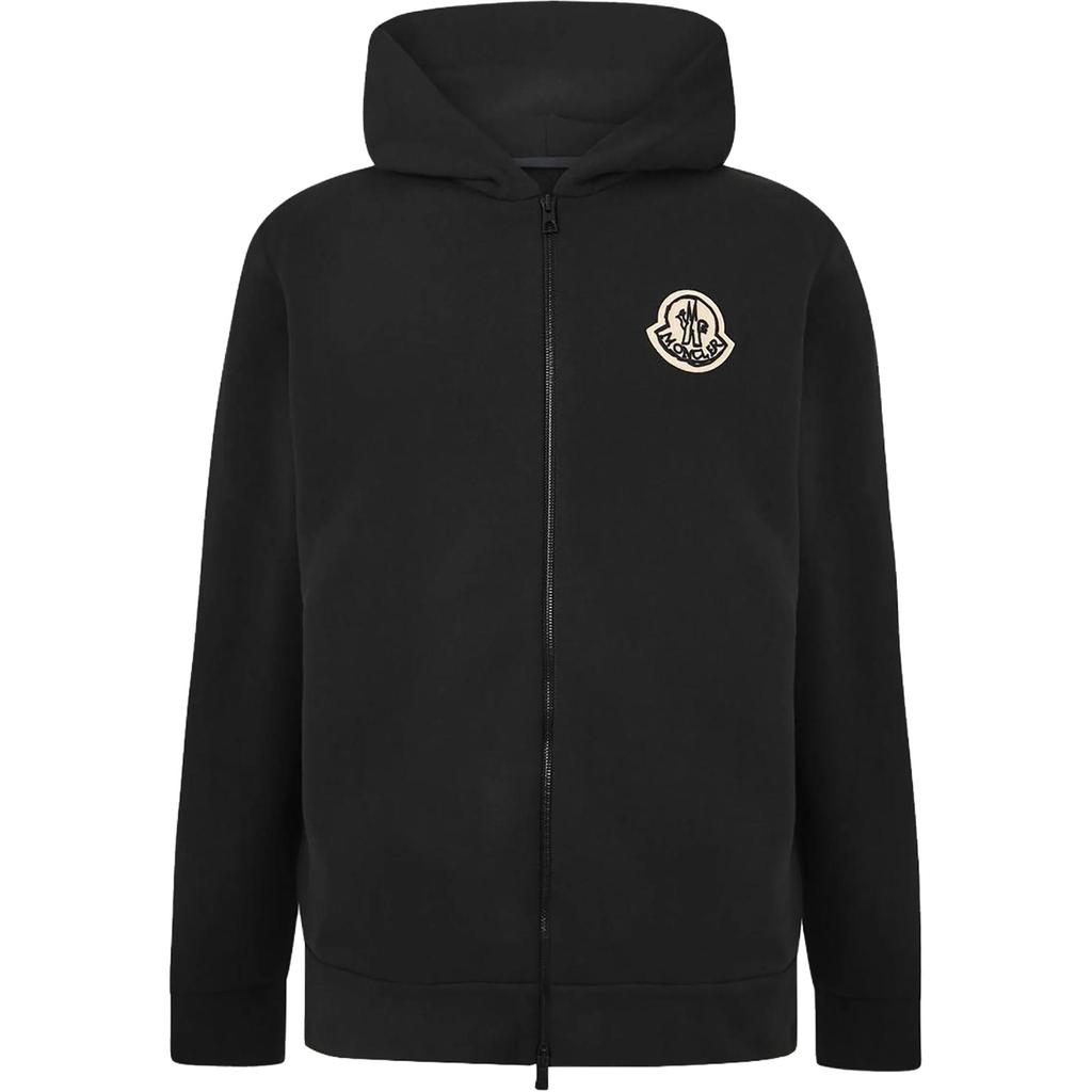 Moncler SS26 Logo Patch Hoodie Solid Color Zip Long Sleeve Hooded Sweatshirt Men hoodies L20918G00027899V4999
