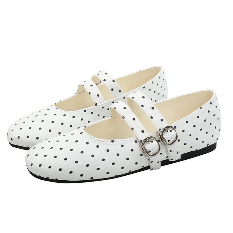 Туфли балетки женские с ремешком в горошек, с удобной мягкой подошвой, Мэри Джейн, лоферы для ходьбы, уличный стиль, обувь для танцев