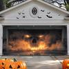 Skull Halloween Garage Door Cover 7x16 ft Backdrop Decor, Garage Door