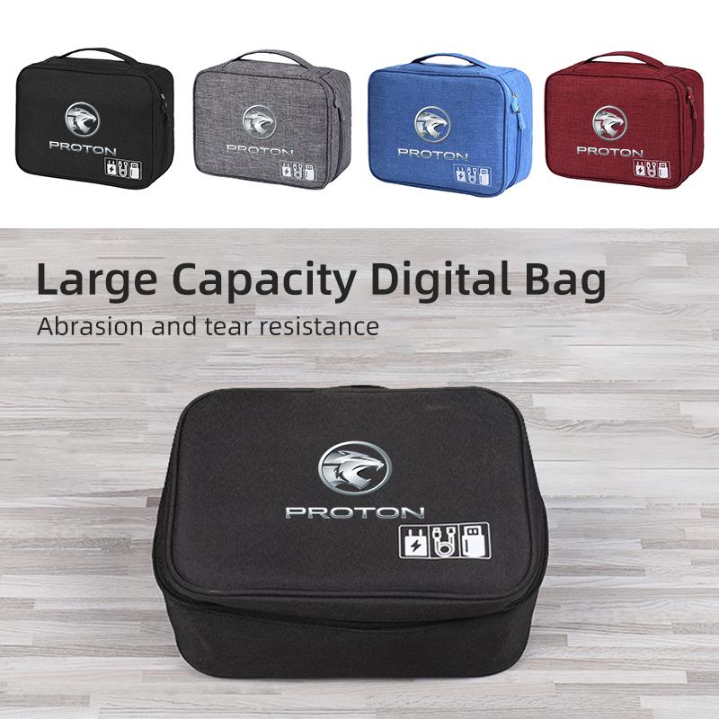 Portable Cable Organizer Waterproof Storage Bag Digital Cable Case For Proton Exora Iriz R3 Wira Saga Satria Magma X50 V6 X70 L3