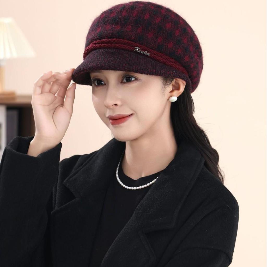 Элегантная теплая шерстяная кепка газетчика: Вязаная шапка в стиле ретро, удобная и универсальная, для пожилых мужчин и женщин