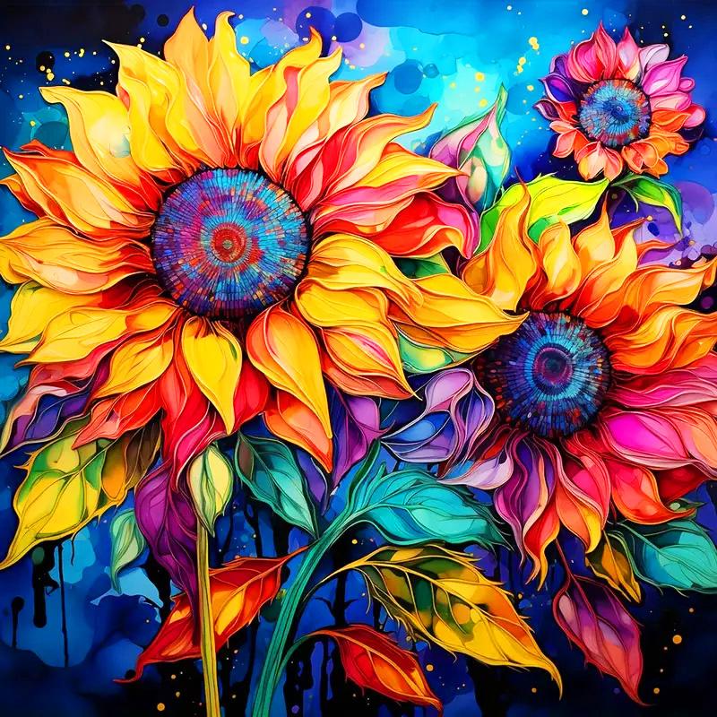 Diy 5d Diamond Mosaic Sunflower Full Round Drill Painting Animal Butterfly New Collection Home Decor Rhinestone