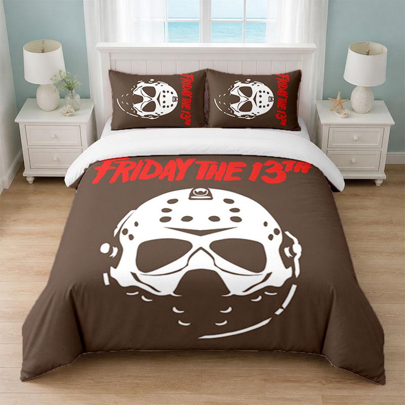 Friday the 13th Jason Voorhees Bedroom 3Pcs Bedding Set Soft Bed Sheet Pillowcases Home Bedding Decoration