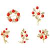 Pandahall 5Pcs Mixed Styles Rhinestone Flower Brooches Set Red Series Wreath Bouquet Brooches for Party Wedding Decor