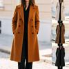 Womens Fall Winter Minimalist Double Breasted Long Sleeve Solid Color Wool Blend Coat