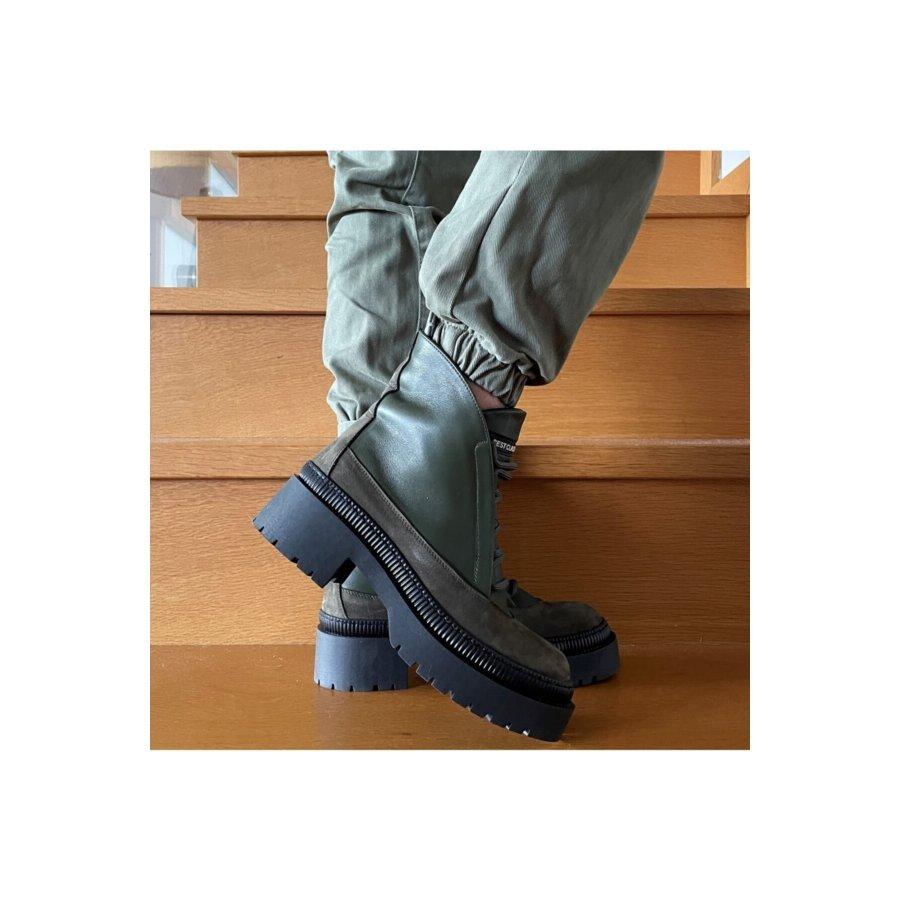 Женские повседневные стильные ботинки специального дизайна из натуральной кожи на толстой подошве