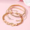 3 Pcs Women Bracelets Rhinestone Decor Hollow Infinite Symbol Heart Stackable Wrist Jewelry Lady Prom Party Wedding Bangle Set