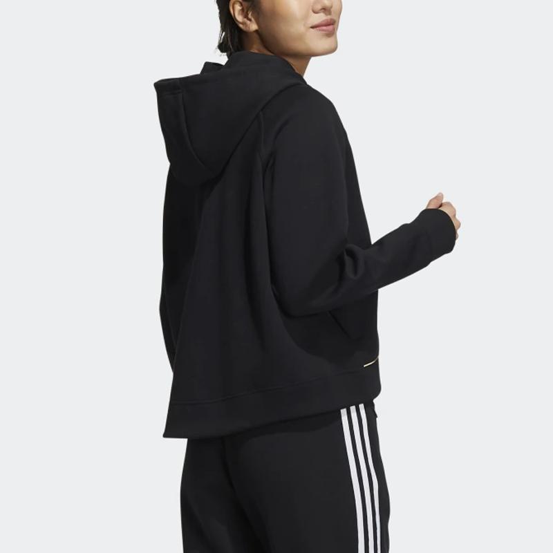 adidas Повседневная короткая куртка с капюшоном с золотым принтом, женская куртка черного цвета HG1840